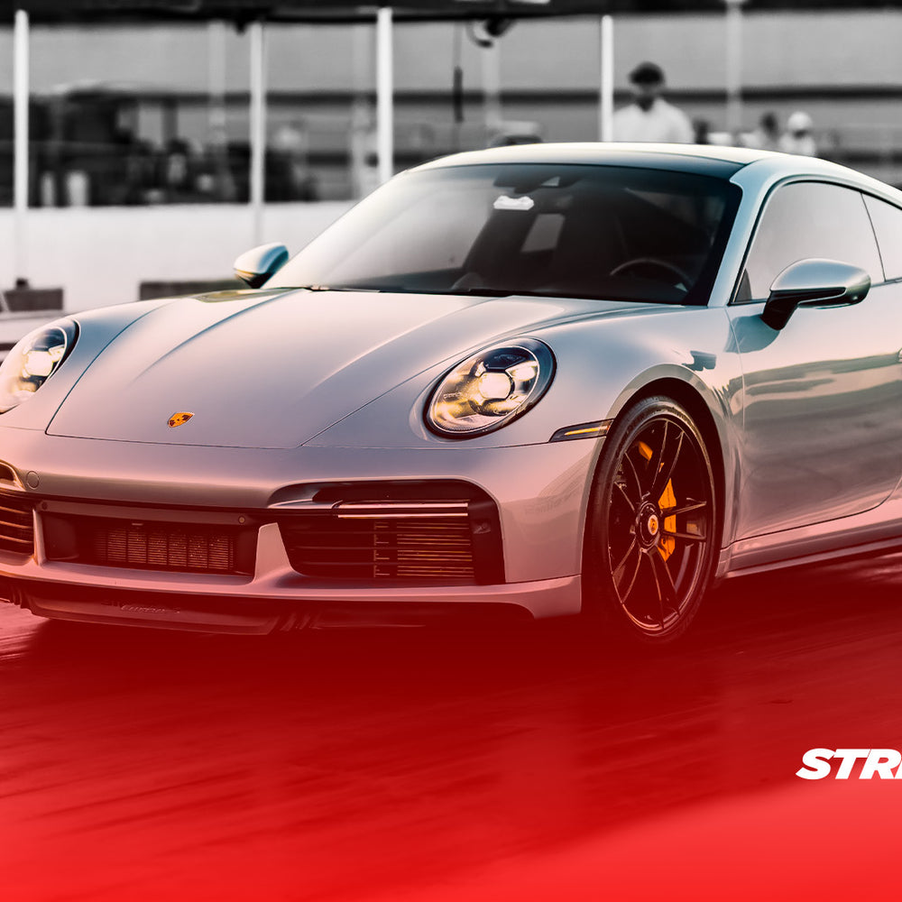 Porsche 911 Turbo S on the drag strip at Orlando Speed World.