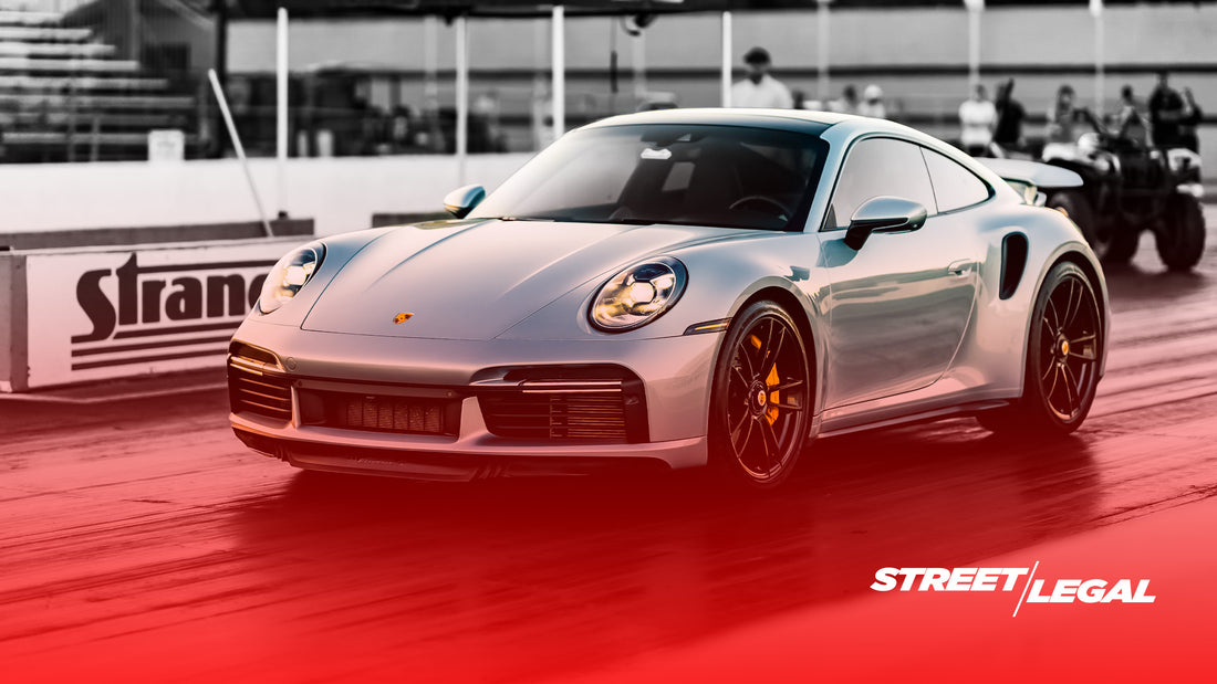 Porsche 911 Turbo S on the drag strip at Orlando Speed World.