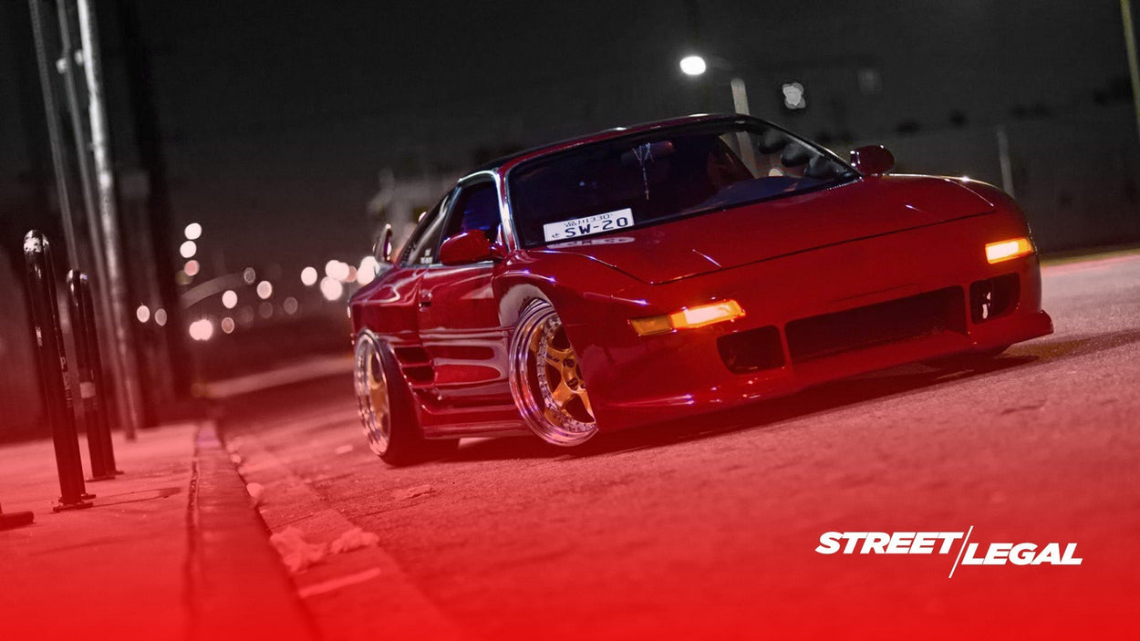 Toyota MR2 SW20 turbo model in red, side profile