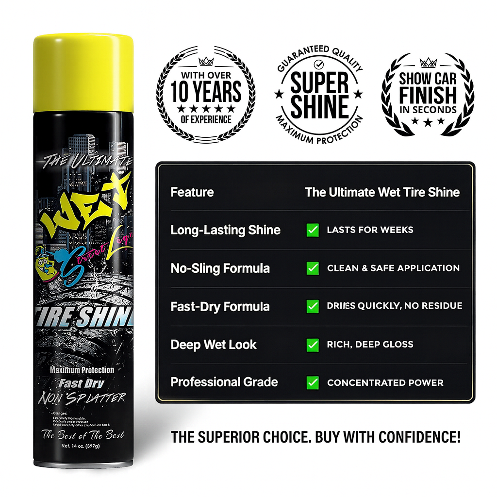 Street Legal Wet Tire Shine 14 oz | Bulk High Gloss Tire Dressing for Professional Detailing & Commercial Use