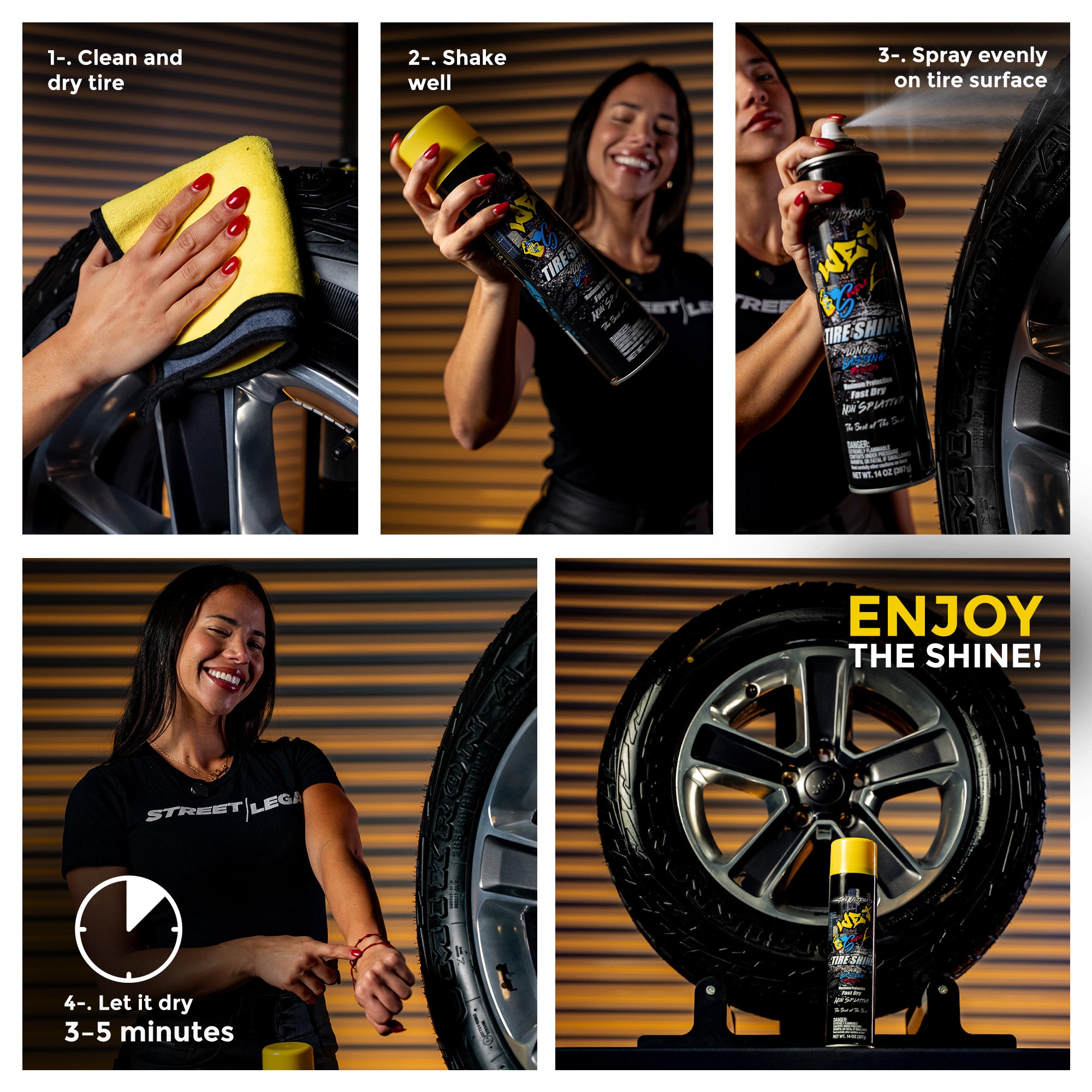 Street Legal’s The Ultimate Wet Tire Shine 14oz Spray Can