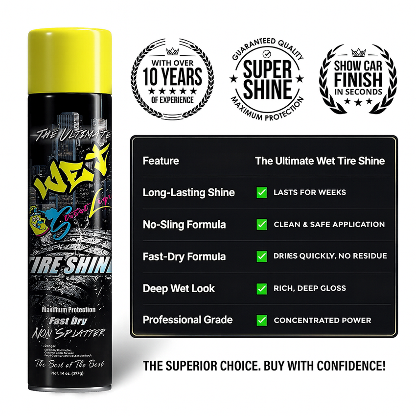 Street Legal’s The Ultimate Wet Tire Shine 14oz Spray Can