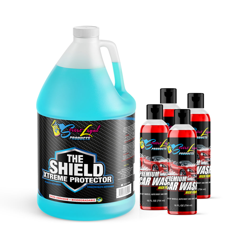 
                      
                        Premium Wash & Wax and Shield Xtreme Protector Bundle - 4 Pack of 16 oz bottles and 1 Gallon of Plastic Restoreraximum performance.
                      
                    